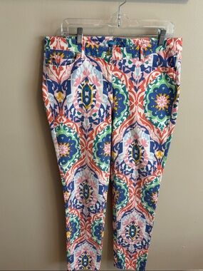 J. McLaughlin Multicolor Abstract Print skinny jeans size 14